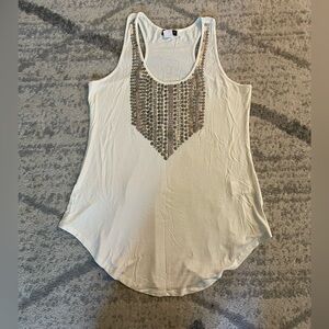 Venus White Tank w/ Decorative Neckline
